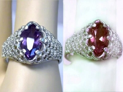 Color Change Lab Alexandrite Size 8.5 Ring 925 Sterling Silver Weave USA Made - Image 1 of 4