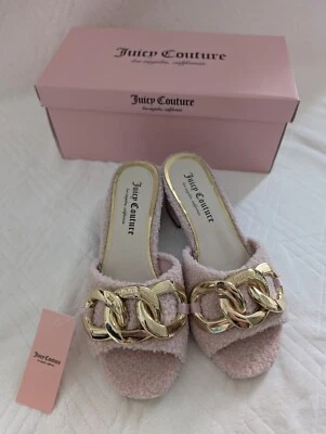 NUEVAS Sandalias Juicy Couture Talla 7.5 Para Mujer Piel Sin Cordones Rosa Rubor Foto 1 de 4