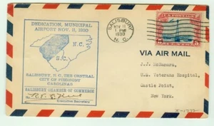 Cubierta de Estados Unidos 11 de noviembre de 1930 Salisbury-Nueva York, firmada. - Imagen 1 de 2