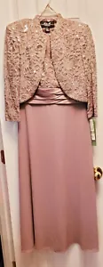 NWT R & M Collection 2 Pc Set Mocha Sequin Soft Evening Dress/Jacket Sz.8 Long - Picture 1 of 11