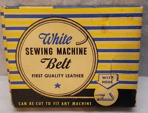 Cinturón para máquina de coser vintage blanco marca 72 pulgadas - caja original - cuero - COMO ESTÁ - Imagen 1 de 7