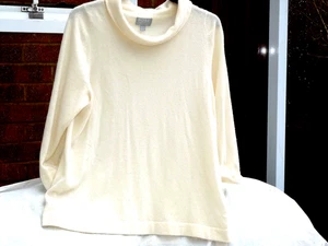 Pure Collection Cream 100% Cashmere Audrey Style Neck Jumper UK 16 - Picture 1 of 10