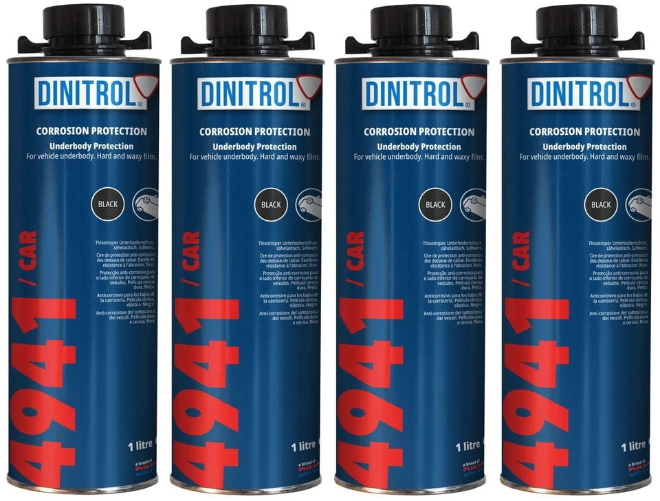 4x DINITROL 4941 Black Underbody Chassis Corrosion Rust Protection Proofing 1L