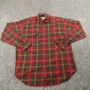 VTG Tommy Hilfiger Shirt Mens L Red Green Tartan Plaid Flannel Long Sleeve 90s - Picture 1 of 10