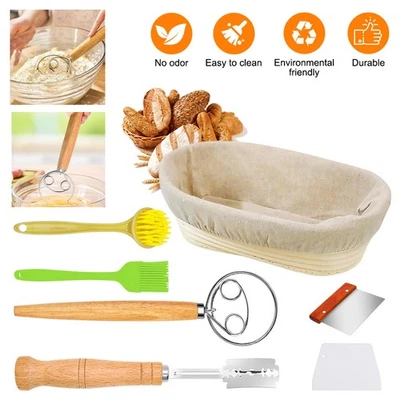 Rattan Bread Proofing Basket Set Sourdough Bannetons Proving Basket Bread Baking - Image 1 of 4
