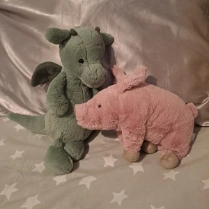 Jellycat Bundle Of Two. Medium Bashful Dragon & Parker Pig - Picture 1 of 9