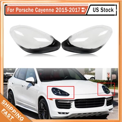 For 2015 2016 2017 Porsche Cayenne Headlamp Headlight Lens Clear Cover LH+RH Foto 1 de 4
