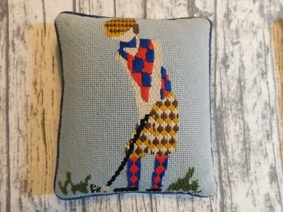 ALMOHADA DE PUNTA DE AGUJA DE COLECCIÓN ALMOHADA DE GOLF DECORACIÓN LANA PANA HECHA A MANO Foto 1 de 4