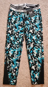 NEW NWT GIRLS youth medium UNDER ARMOUR CROPPED LEGGINGS ACTIVE WEAR ATHLETIC YM - Picture 1 of 6