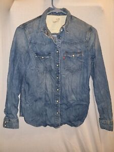 Levi's Blue Jean Denim Jacket Size Small Red Tag Enamel Buttons