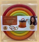 Rachael Ray 4 Silicone Trivets Red Orange Yellow Green 500 F Heat Resistant 