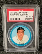 1963 Salada-Junket Baseball Coins #58 Rocky Colavito PSA 8 NM/MT