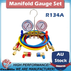 R134A HVAC Refrigeration Manifold Gauge Set A/C Air Conditioner & 2x Couplers - Picture 1 of 14