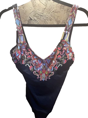 Nicole Miller Size 12 Women's One Piece Swimsuit Gold Hardware - Image 1 of 4