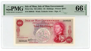 Isle of Man ... P-24a . 10 Shillings .. ND (1961) .. GEM *UNC* PMG *66* EPQ. - Picture 1 of 2