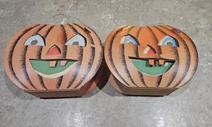Vintage 1940’s Dolly Toy Co. Jack-O-Lantern Halloween Pumpkin Lantern x2 - Picture 1 of 15