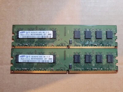 Samsung 4gb ram kit M378T5663EH3 (2 GBx2) PC2-6400 (DDR2-800) DIMM - Image 1 of 2