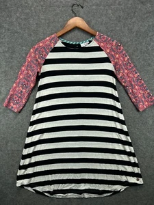 Matilda Jane 435 T Shirt Dress Girls 12 Stripe Floral Faux Button Back 1 - Picture 1 of 12
