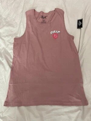 Drip Smiley Graphic Sleeveless Tank Top T-Shirt Pink Size M - Image 1 of 4