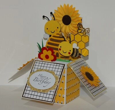 Happy Birthday, Bee, Handmade Box Pop up greeting card, Birthday card - Image 1 of 4