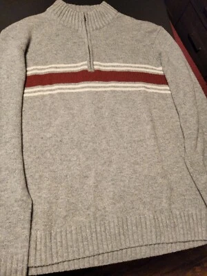 Suéter Timberland Para Hombre 1/4 Cremallera Talla XL Gris y Rojo/Blanco Rayas Foto 1 de 4