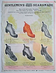 1911 Para Hombre Zapatos Calzado Moda Arte Sears Página de Catálogo Vintage Impreso Anuncio 2 - Imagen 1 de 3