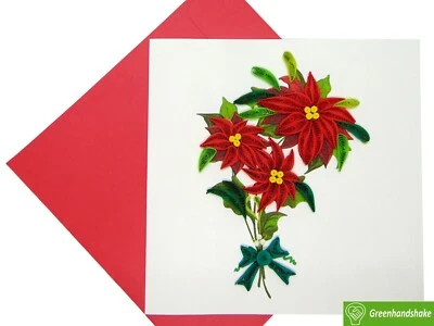 Cartão comemorativo flor poinsétia vermelha - APERTO DE MÃO VERDE - Imagem 1 de 4