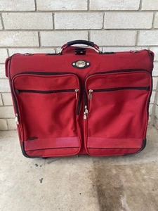 Ricardo Beverly Hills Elite 24" Garment Suitcase Maroon Outstanding Cond - Picture 1 of 15