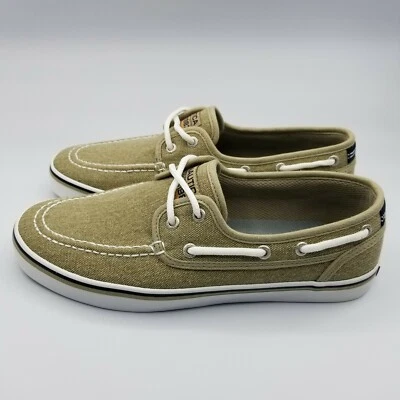 Zapato de barco Nautica Spinnaker para hombre talla 8 arpillera lavada sin cordones de lona tostado nuevo Foto 1 de 4