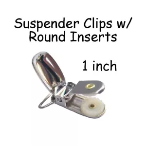 100 Hosenträger Schnullerhalter Fäustling Clips - 1" runde Einsätze - BLEIFREI - Bild 1 von 2