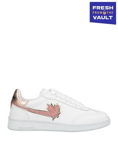 RRP€390 DSQUARED2 Leather Sneakers US9 UK7 EU41 White Logo Glitter Made in Italy - Imagen 1 de 10
