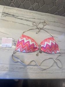 NWT Luli Fama Flamingo Beach Bandeau Halter Bikini Top-L - Picture 1 of 5