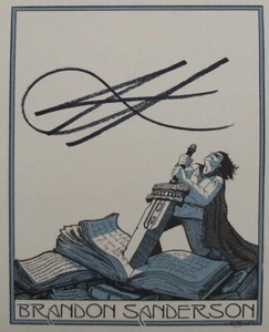 Brandon Sanderson Genuine Official SIGNED AUTOGRAPHED BOOKPLATE BOOK PLATE - Picture 1 of 1