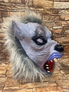 Grey Werewolf 15” Adult Mask Whole Head be Open Mouth Werewolf Mask Cosplay - Picture 1 of 11