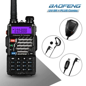 Transceptor de radio de dos vías Baofeng UV-5R Plus V/UHF FM + cable USB + altavoz - Imagen 1 de 8