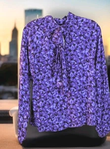 A New Day Damen Bluse Blumenmuster Langarm Blau/Lila Größe XS - Bild 1 von 8