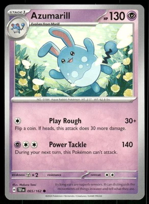 Azumarill 065/162 Common Normal NM Pokemon SV05: Temporal Forces - Image 1 of 2