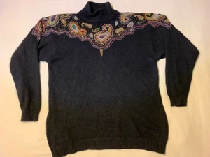 Vintage I.B. Diffusion Black Size Large Sequin Sweater Silk Angora Wool - Picture 1 of 8