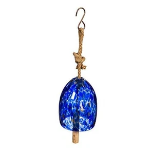  Carillón de viento de vidrio artístico colorido || Golpeador de madera maciza | Azul profundo natural - Imagen 1 de 7