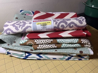 Crafters/DIY Lot—6.5 Yards + Upholstery/Utility Fabric- Dots, Flowers, Chevron - Image 1 of 4