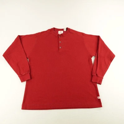 Suéter Levis de Colección Para Hombres Mediano Rojo Henley Pullover Térmico Acanalado Años 90 EE. UU. Foto 1 de 4