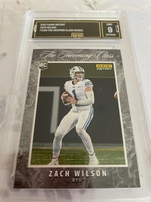 ZACH WILSON JETS 2021 PANINI INSTANT THE INCOMING CLASS RC # 1/3109 GRADED 9 - Image 1 of 2