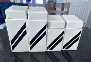 MCM Mid Century Modern Ceramic Canister Set of 4 – Black Stripe Kitchen Storage - Bild 1 von 24
