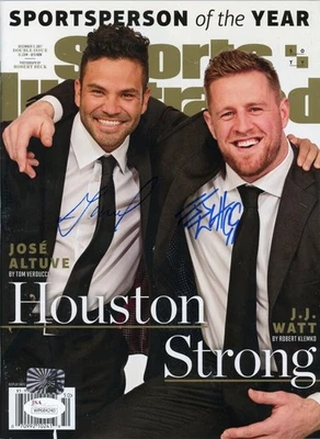 Журнал JJ Watt/Jose Altuve Sports Illustrated 2017 с автографом - подлинный JSA - Изображение 1 из 4