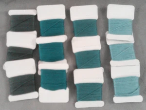 12 Spools of DMC Embroidery Floss Blue and Green One Dozen Lot 3 Sets / 4 Colors - Picture 1 of 3
