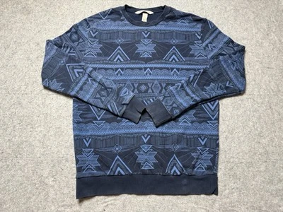 Sudadera H&M Coachella Mujer Extra Grande Azul Estampado Azteca Cuello Redondo Pullover Foto 1 de 4
