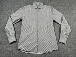 J Lindeberg Shirt Mens Medium White Black Geometric AOP Long Sleeve Slim Fit - Picture 1 of 11