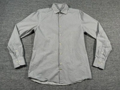 J Lindeberg Shirt Mens Medium White Black Geometric Print Scandinavian Design - Image 1 of 4