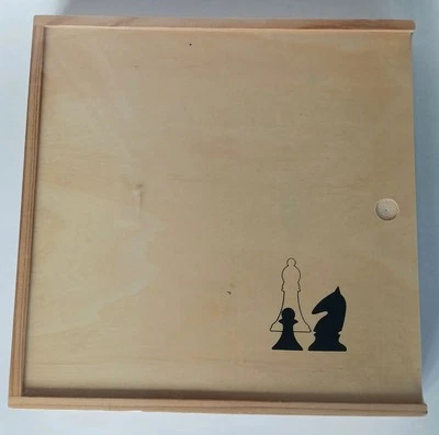 New Dal Rossi Italy Wooden Chess & Checker Pieces Slide Wood Storage Box Sealed - Image 1 of 4