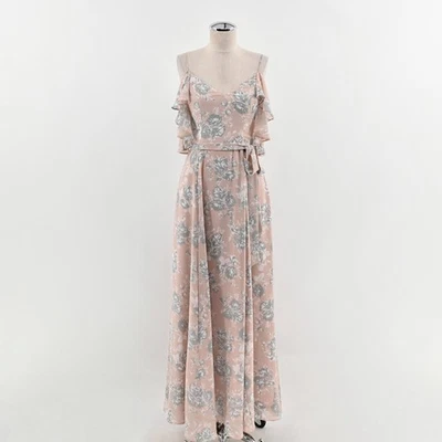 Lovers and Friends Cold Shoulder Maxi Dress Womens Size 2 Pink Floral Ruffle - Image 1 of 4